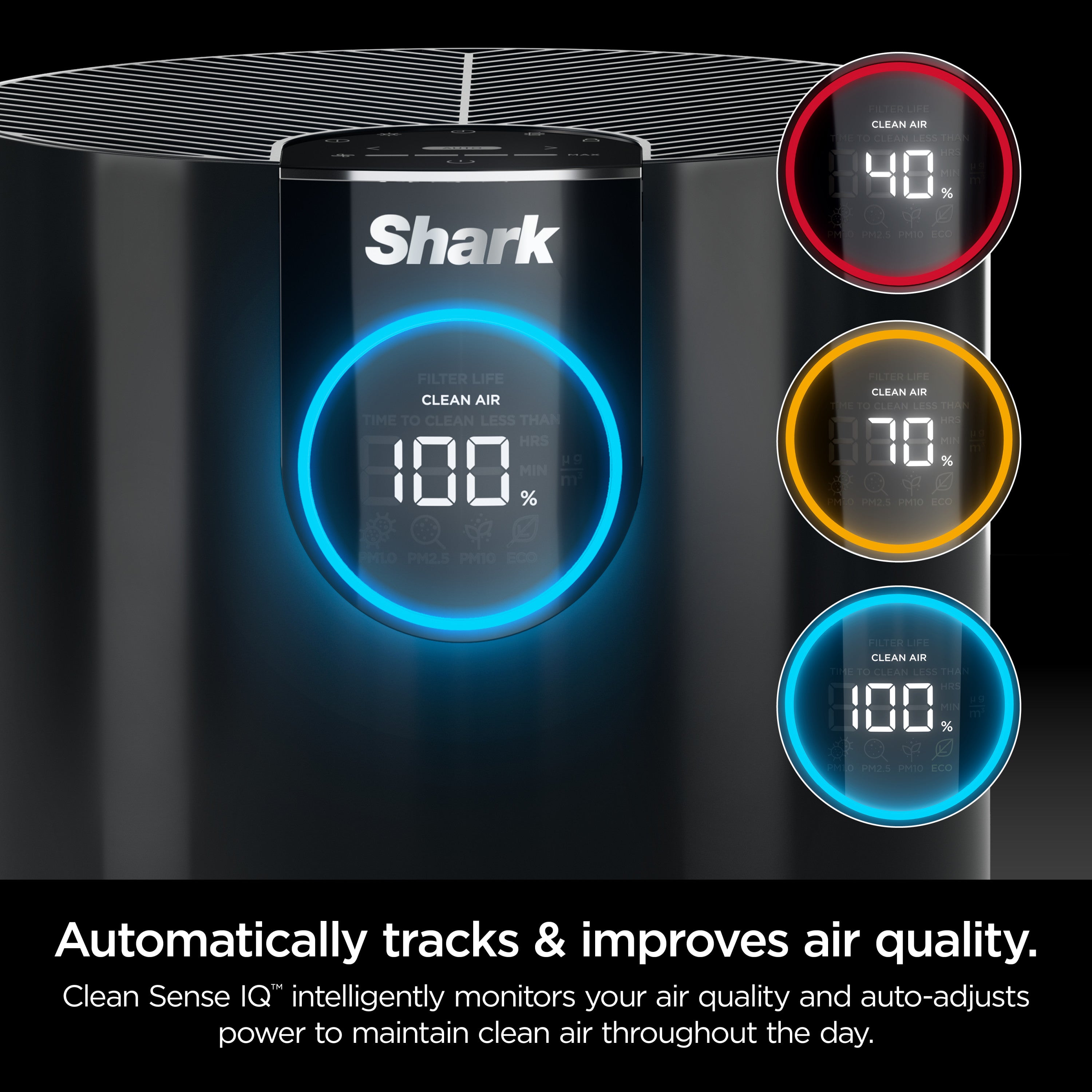 Shark Air Purifier con Nanoseal HEPA, Cleansense IQ, Bloqueo de Olores, n500 Pies Cuadrados, Gris Carbón, HP100 - Walmart.com