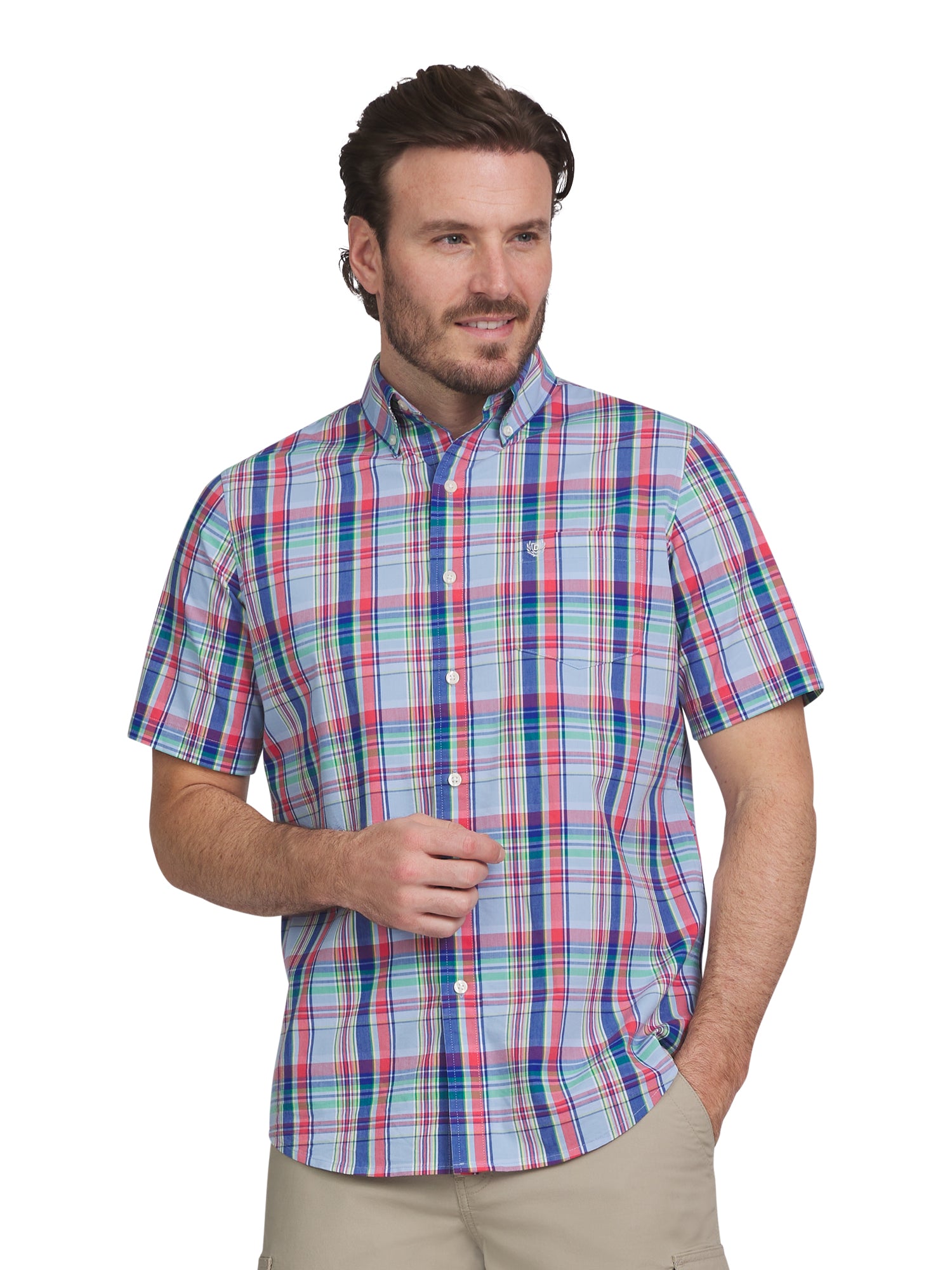 Chaps Hombres & Hombres Grandes Fácil Cuidado Tejido Botón Abajo Camisa con Manga Corta, Tamaños S-2XL - Walmart.com