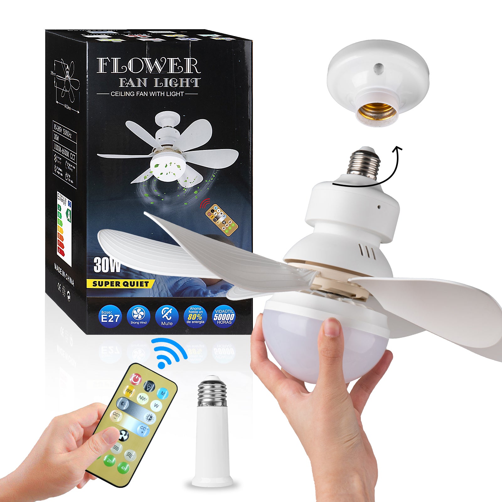 Surnie 16.5' Dimmable Fan Light, Screw Ceiling Fan with E26 Base, for Kitchen, Bathroom, Bedroom, Garage - Walmart.com