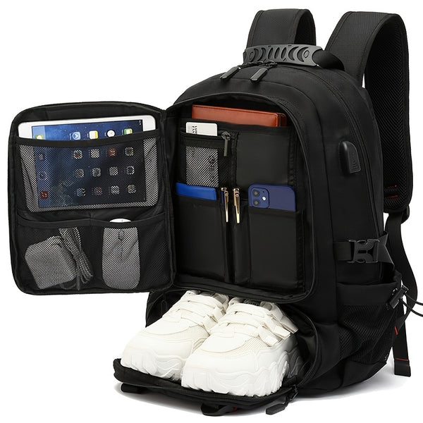Mochila unisex versátil, espaciosa, impermeable, con carga USB segura