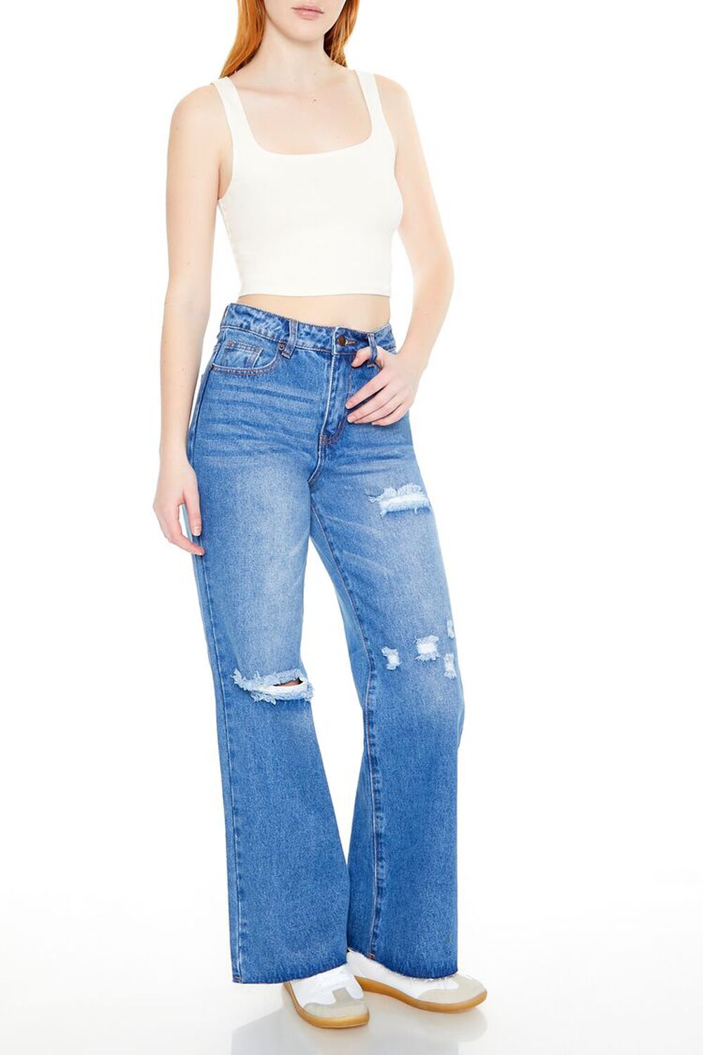 Distressed Wide-Leg JeansForever 21Back ButtonSearch IconFilter Icon