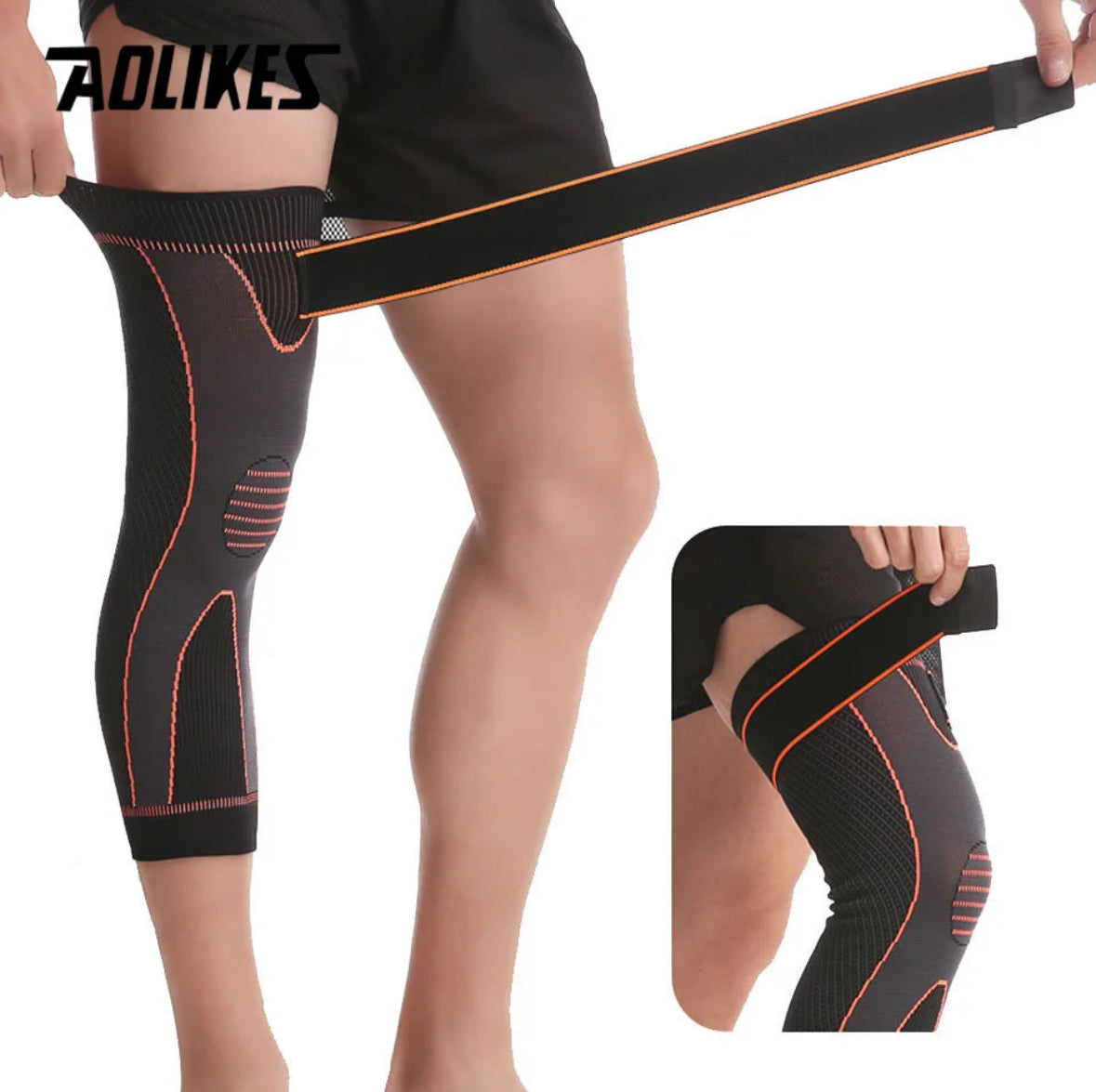 AOLIKES 1PCS Sports Knee Brace Long Sleeve Cycling Running Workout Gym Sports Knee Pad Fitness Compression Knee Support