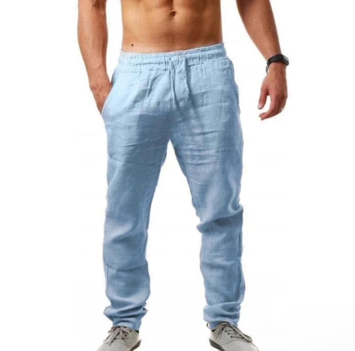 Korean Summer Mens Linen Pants Breathable and Stylish Fitness Joggers