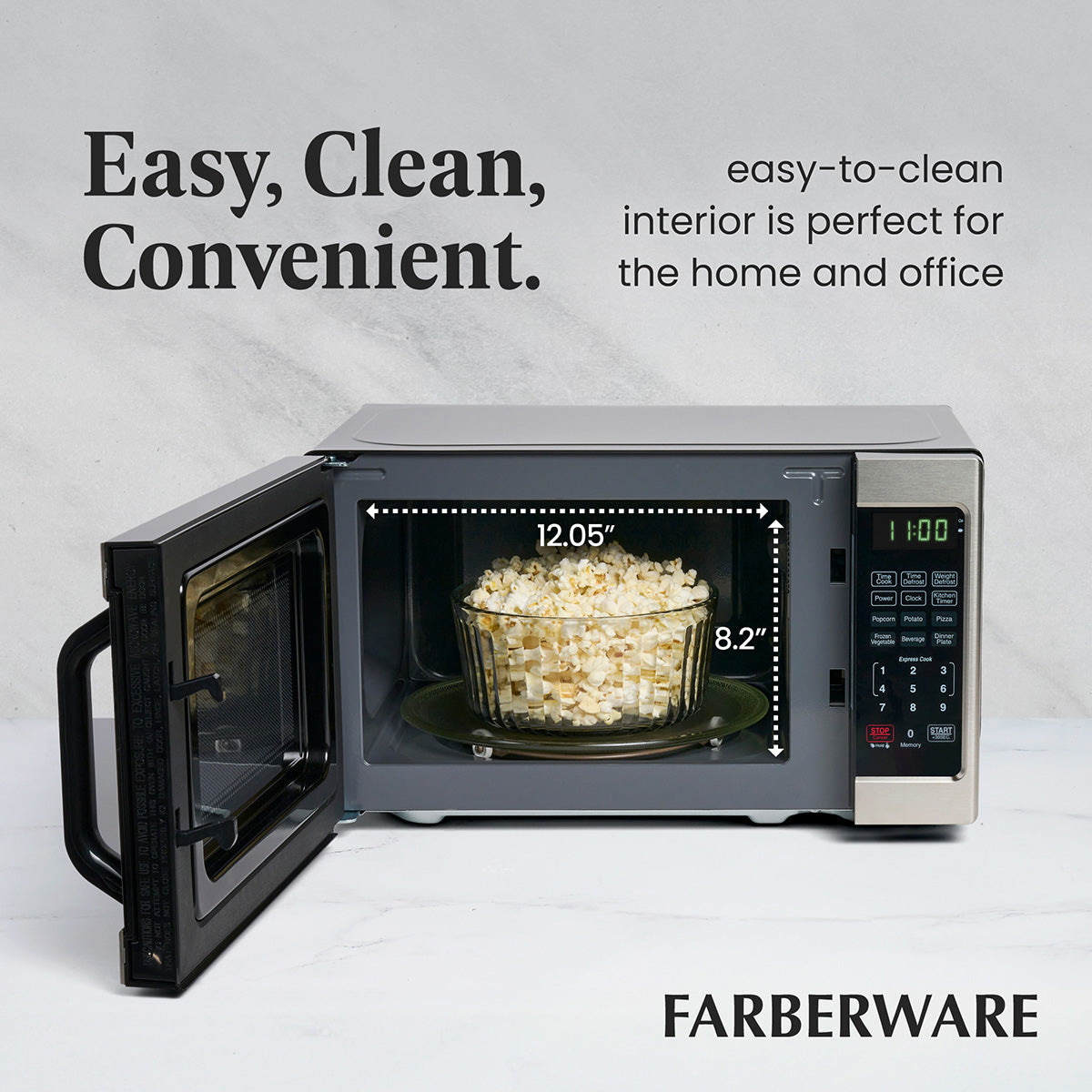 Farberware Countertop Microwave Oven with LED Lighting & Child Lock, 0.7 Cu Ft Brushed Stainless