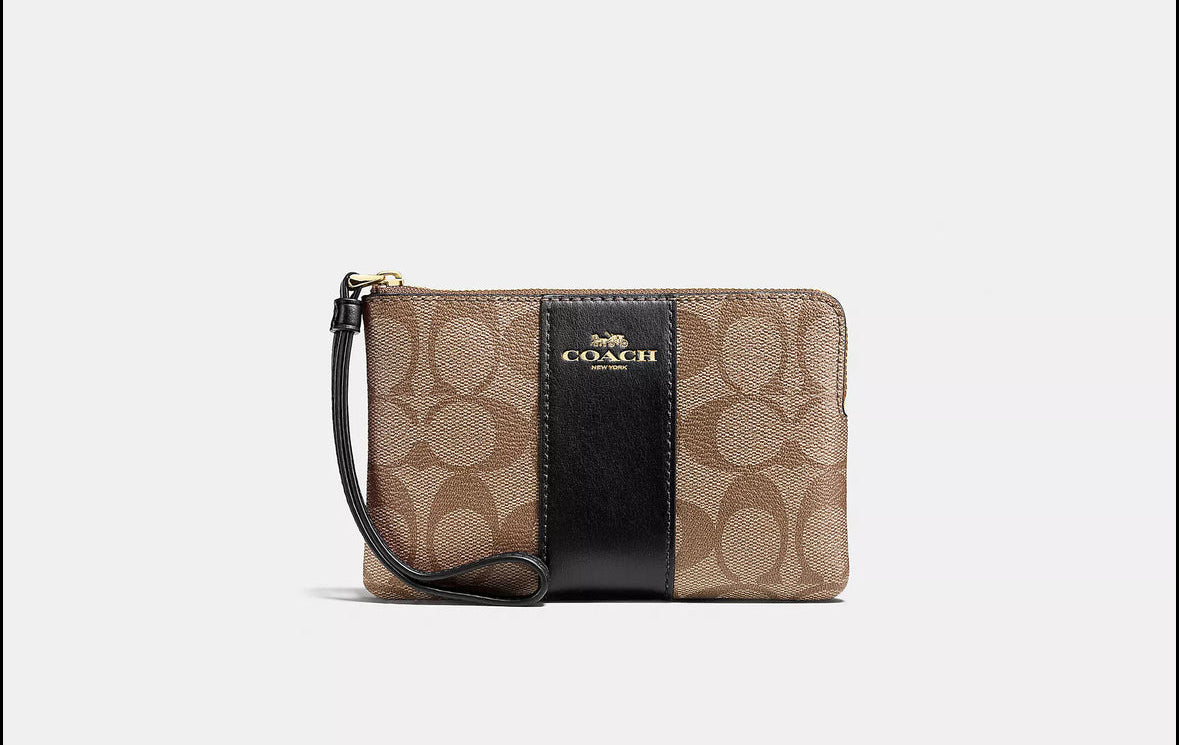 Coach Outlet Corner Zip Wristlet In Signature Canvas