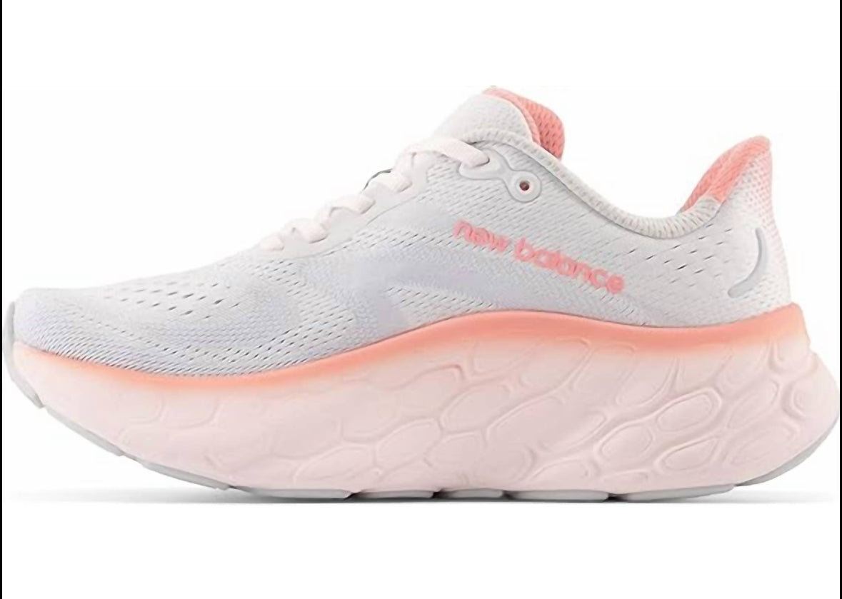 Women's New Balance Fresh Foam X More V4 Running Shoes ( B Width ) In Quartz Grey/washed Pink/grapefruit