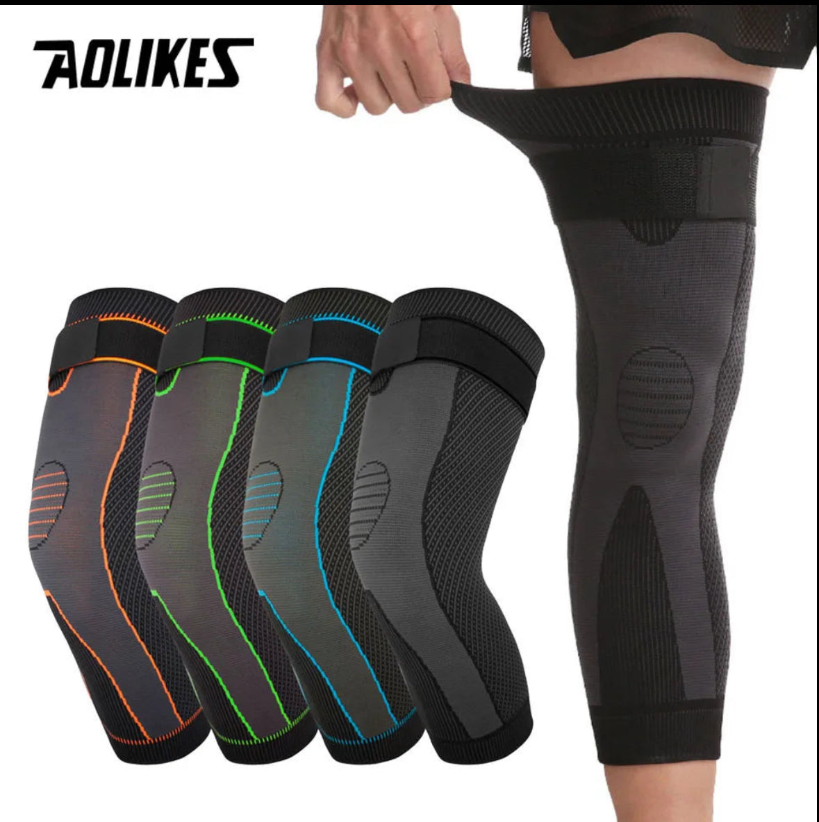 AOLIKES 1PCS Sports Knee Brace Long Sleeve Cycling Running Workout Gym Sports Knee Pad Fitness Compression Knee Support