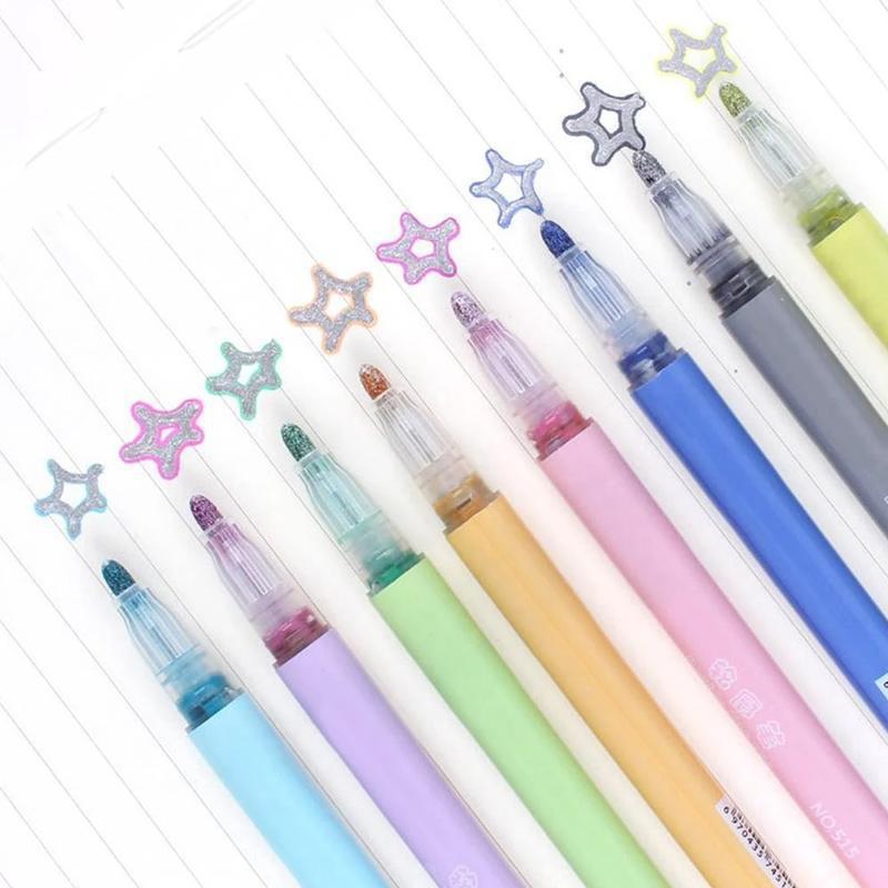 Metal outline pen hand-painted 12-color highlighter marker pen