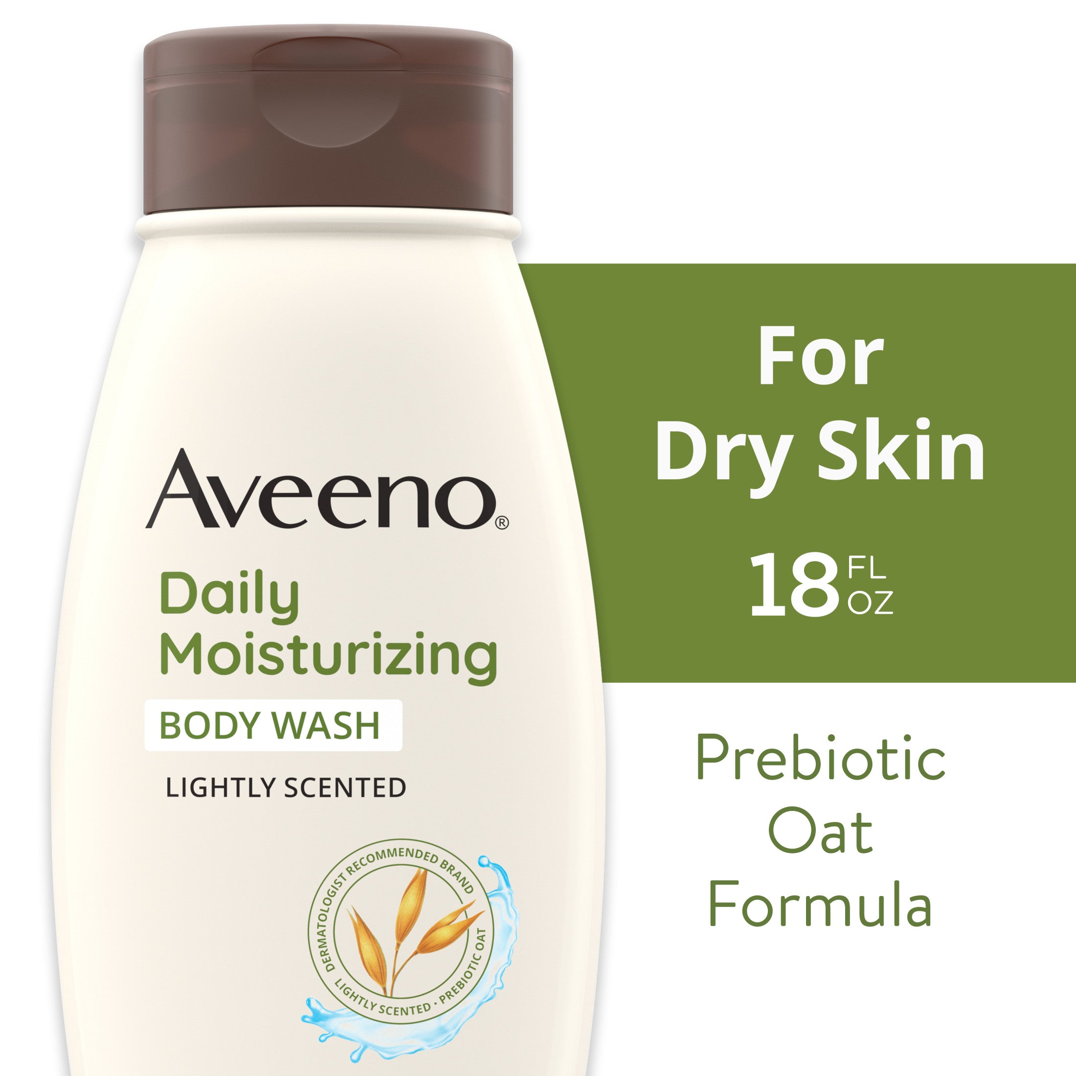 Daily Moisturizing Aveeno Lavado Corporal sin Jabón para Piel Seca, Gel de Ducha de Avena Prebiótico, Ligeramente Perfumado, 18 oz - Walmart.com