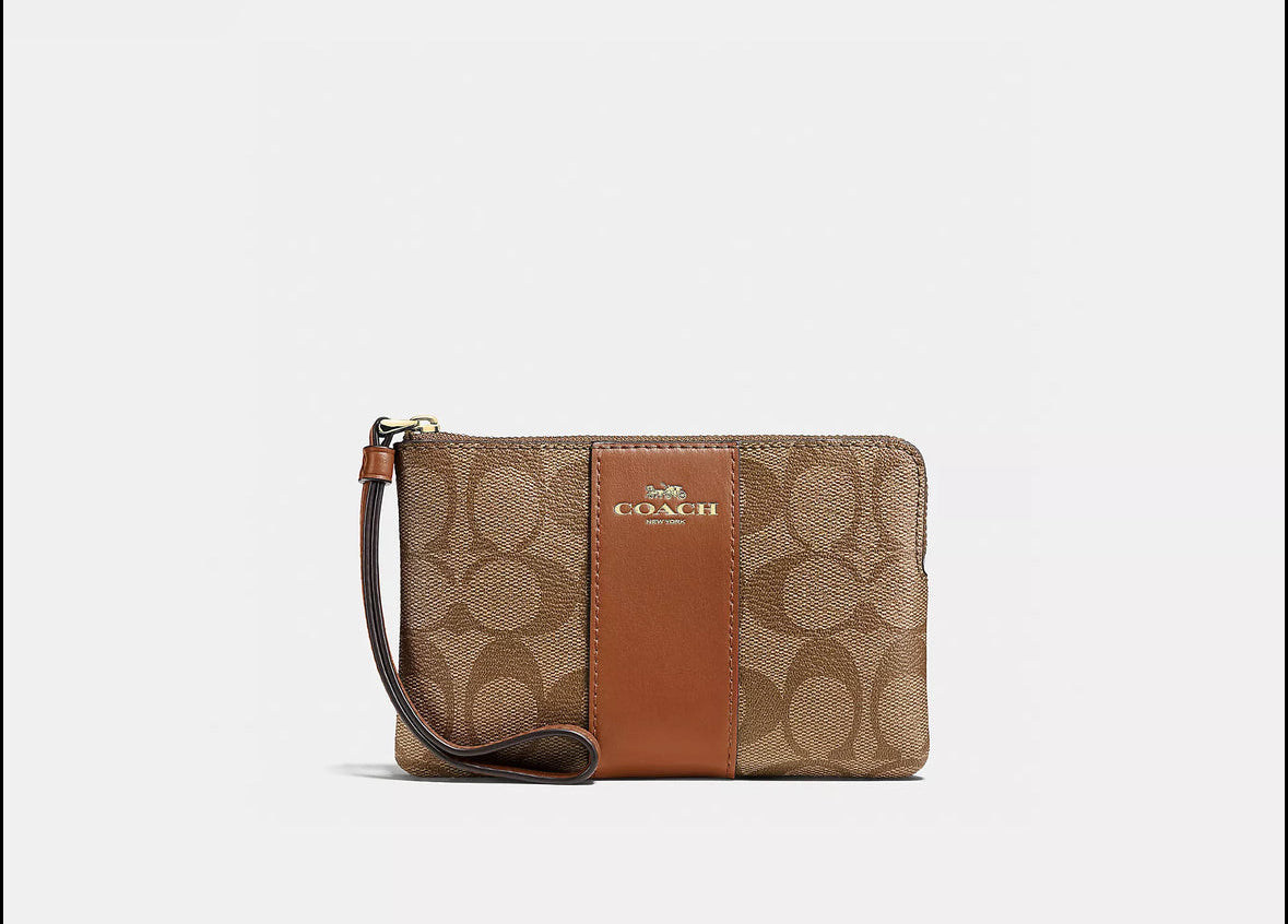 Coach Outlet Corner Zip Wristlet In Signature Canvas