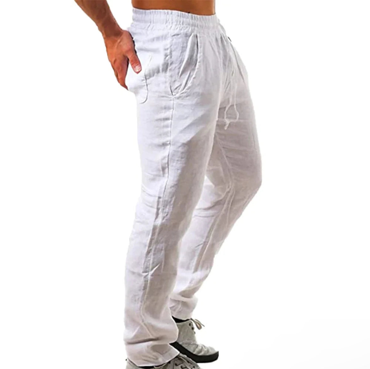 Korean Summer Mens Linen Pants Breathable and Stylish Fitness Joggers