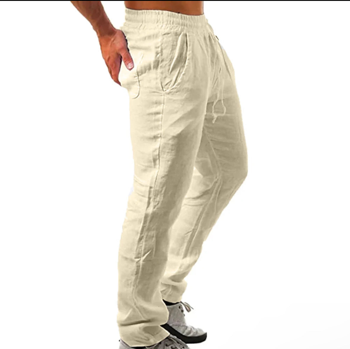 Korean Summer Mens Linen Pants Breathable and Stylish Fitness Joggers