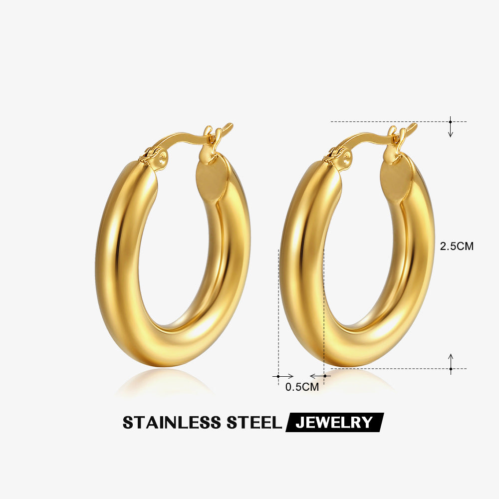 Pendientes de aro chapados en oro de 18K para mujer, simplicidad Popular europea y americana