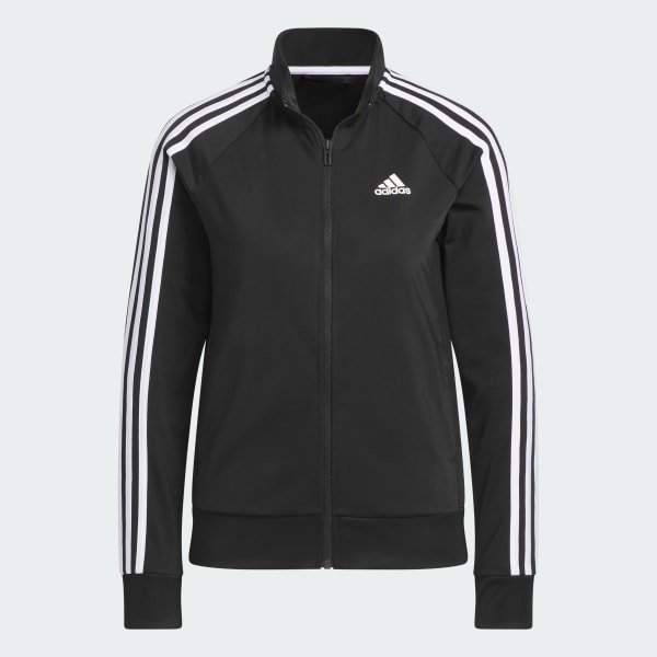 adidas Primegreen Essentials Warm-Up Slim 3-Stripes Track Jacket - Black | Women's Lifestyle | adidas US