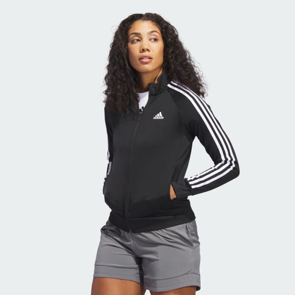 adidas Primegreen Essentials Warm-Up Slim 3-Stripes Track Jacket - Black | Women's Lifestyle | adidas US