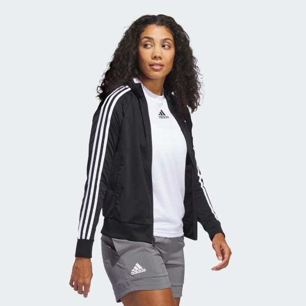 adidas Primegreen Essentials Warm-Up Slim 3-Stripes Track Jacket - Black | Women's Lifestyle | adidas US