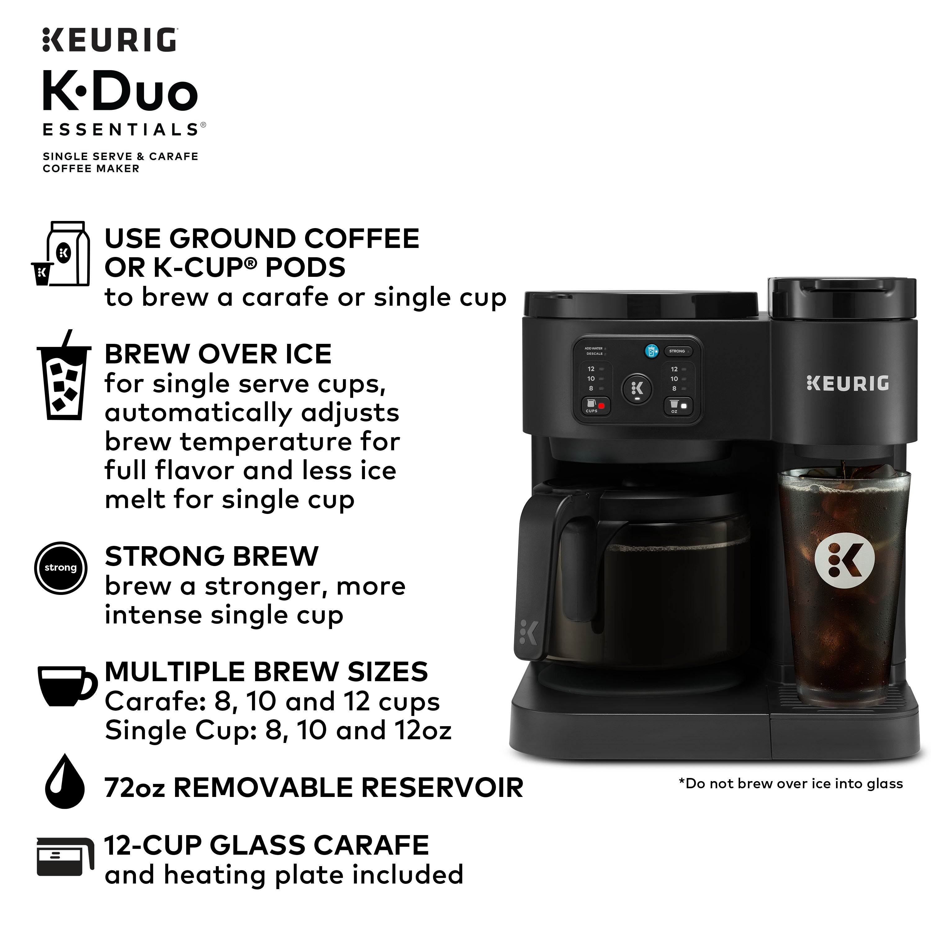 Keurig K-Duo Essentials, Cafetera y Jarra de Cápsulas K-Cup Monodosis Calientes y Heladas, Negro - Walmart.com