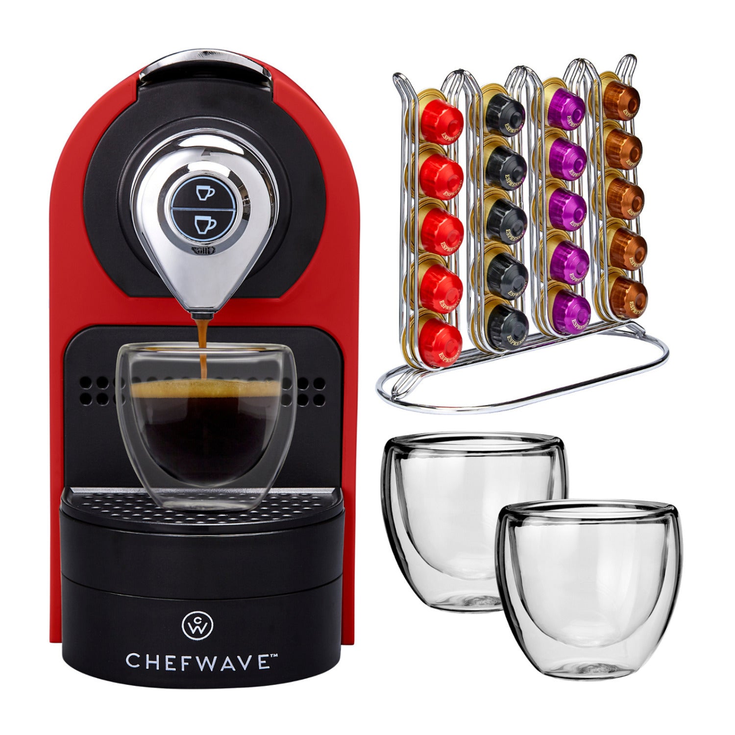 ChefWave Kava Máquina de Café Espresso - Cafetera Premium W / Cápsulas de Café Paquete de 30 - Walmart.com