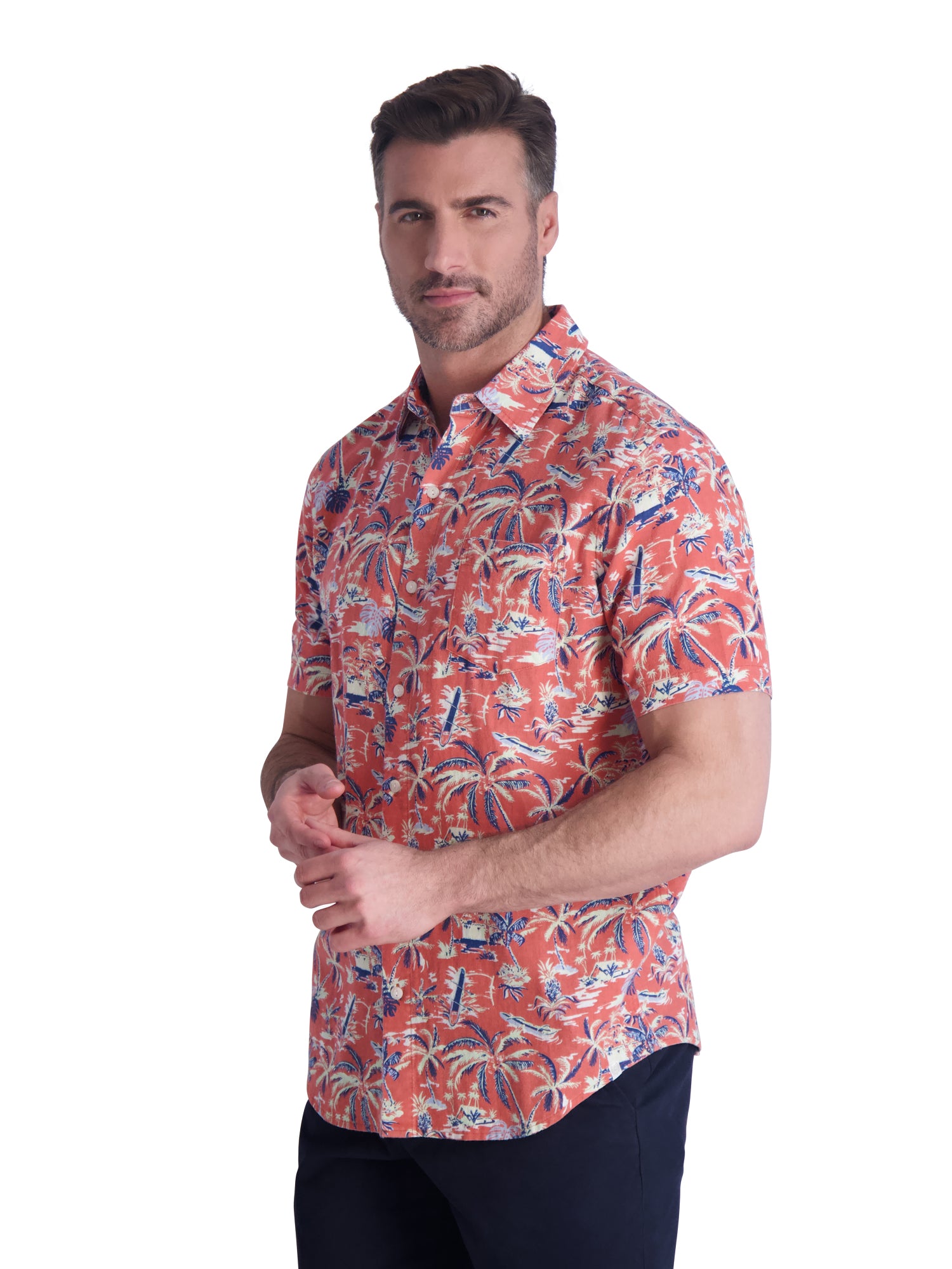 Chaps Camisa de Lino para Hombre con Manga Corta, Tallas S-2XL - Walmart.com