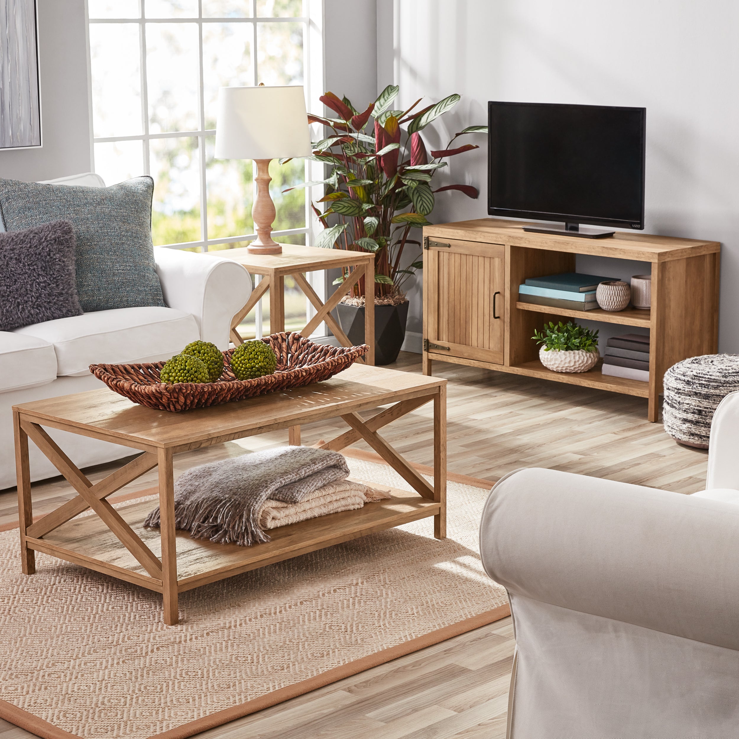 Mainstays Farmhouse TV Soporte para Televisores de hasta 50", Roble Rústico Desgastado - Walmart.com